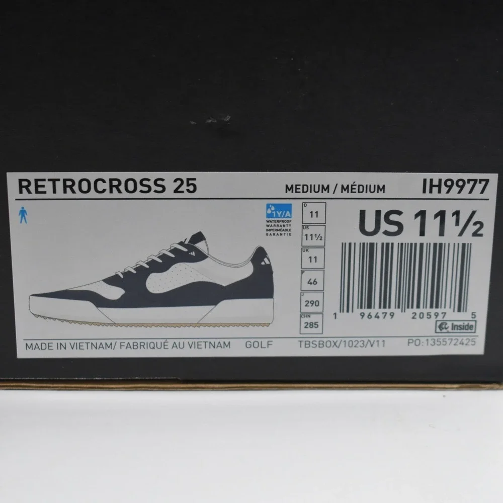 Adidas Retrocross 25 Spikeless Golf Shoes Men's Size‎ 11.5 White Navy IH9977 NWT